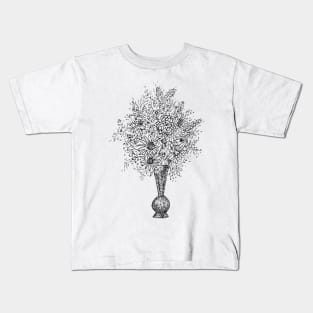 Vintage Flower Vase Sketch Kids T-Shirt